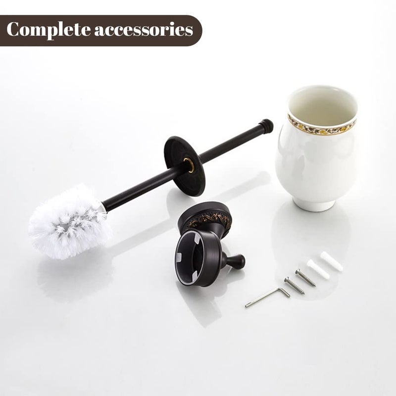 Leyden Bronze Toilet Brush Holder,Oil Rubbed Bronze Toilet Brush Plunge Retro Toilet Bowl Brush Bathroom Accessories Wall Mounted - Image 5